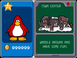 Town Center status panel showing a balance of 999999 coins.